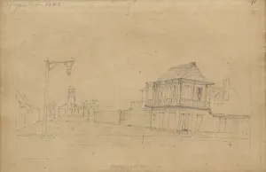 Vue de la Nouvelle-Orléans (Louisiane) - Dans le fond, la chapelle mortuaire de Saint-Anthony construite en 1826-1827 par Gurlie et Guillot pour éviter la propagation des maladies par les enterrements.