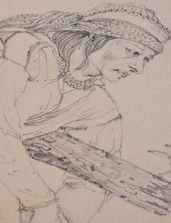 "Jamy, Chawtas, à Petit Golphe, Mississippi", Charles-Alexandre Lesueur. Crayon sur papier, 16 avril 1830.